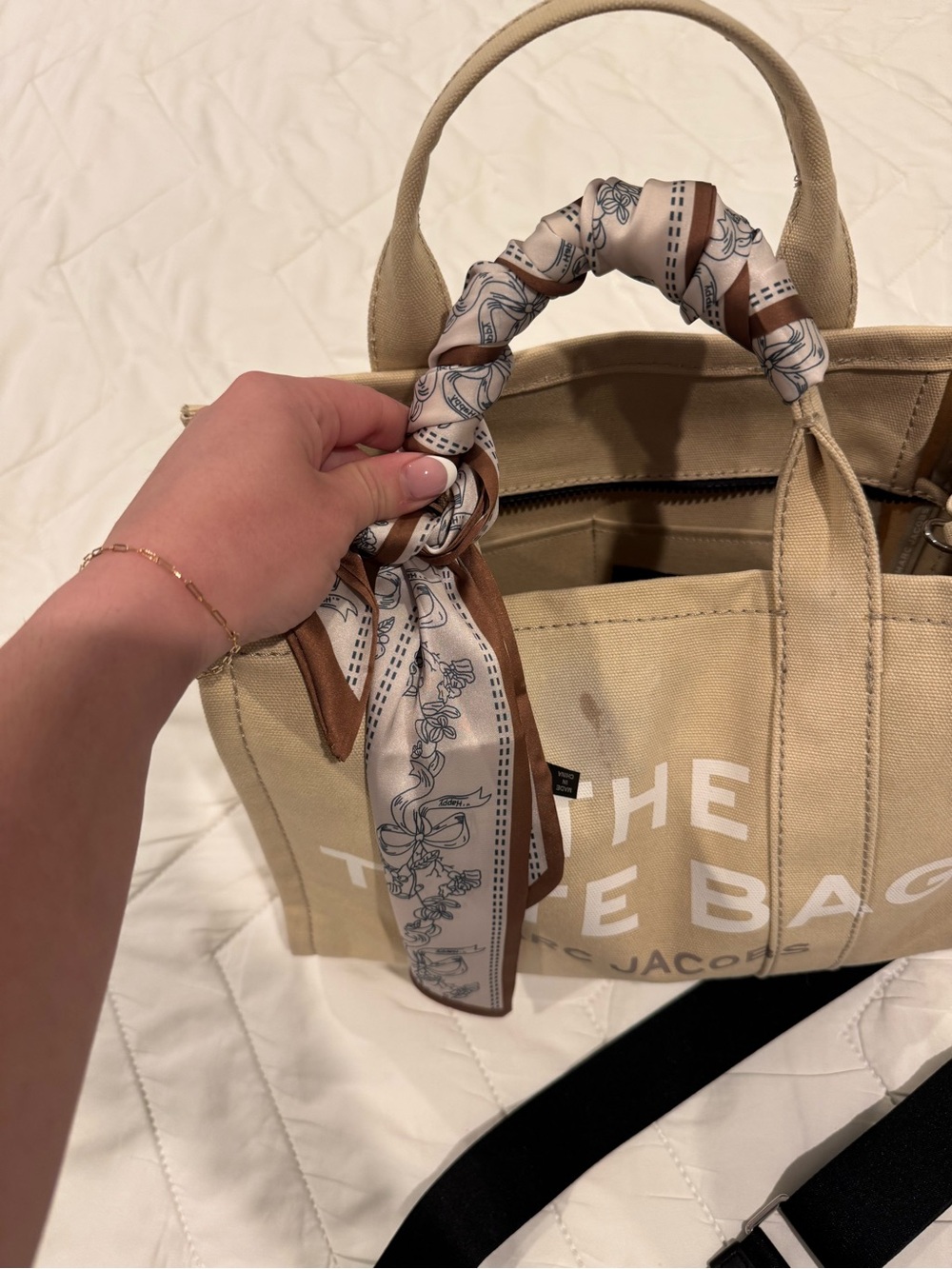 Marc Jacobs Beige Canvas 'The Tote Bag' with Scarf-Wrapped Handle - Picture 7 of 8